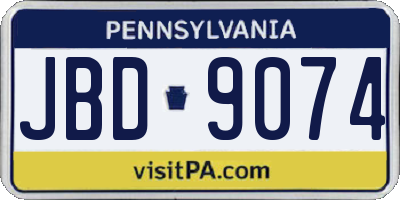 PA license plate JBD9074