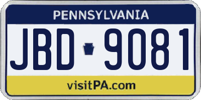 PA license plate JBD9081