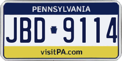 PA license plate JBD9114