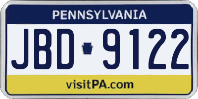 PA license plate JBD9122