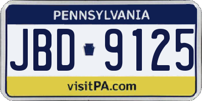 PA license plate JBD9125