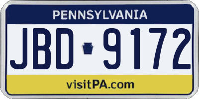 PA license plate JBD9172