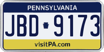 PA license plate JBD9173