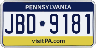 PA license plate JBD9181