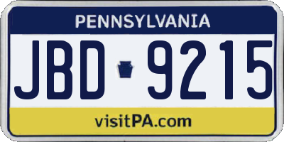 PA license plate JBD9215