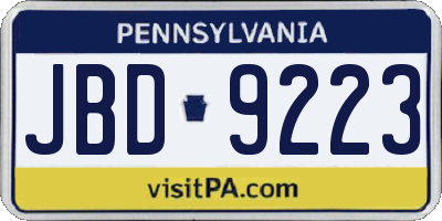 PA license plate JBD9223
