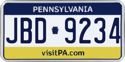PA license plate JBD9234
