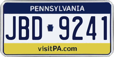PA license plate JBD9241
