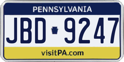PA license plate JBD9247