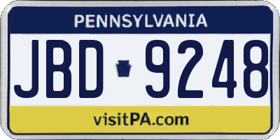 PA license plate JBD9248