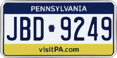PA license plate JBD9249