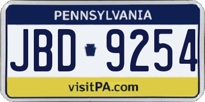 PA license plate JBD9254