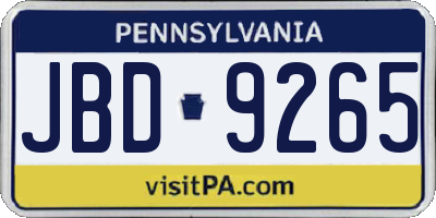 PA license plate JBD9265