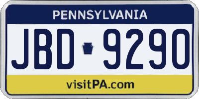 PA license plate JBD9290