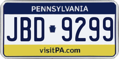 PA license plate JBD9299