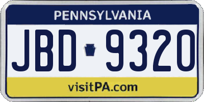 PA license plate JBD9320