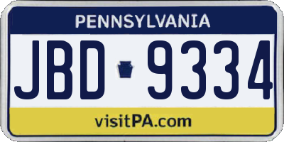 PA license plate JBD9334