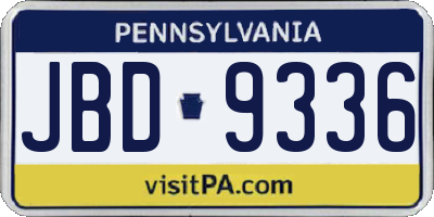 PA license plate JBD9336