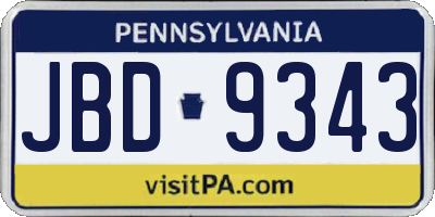 PA license plate JBD9343