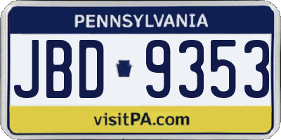 PA license plate JBD9353