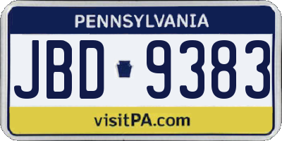 PA license plate JBD9383