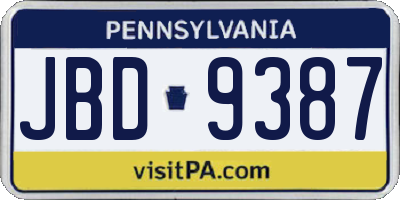 PA license plate JBD9387