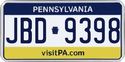 PA license plate JBD9398