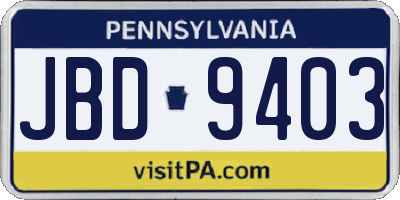 PA license plate JBD9403