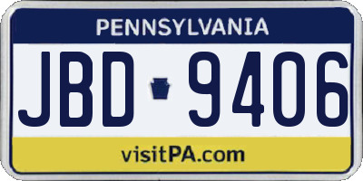 PA license plate JBD9406