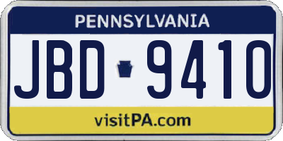 PA license plate JBD9410
