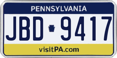 PA license plate JBD9417