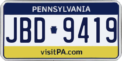 PA license plate JBD9419