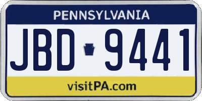 PA license plate JBD9441