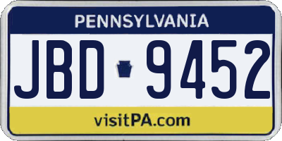 PA license plate JBD9452