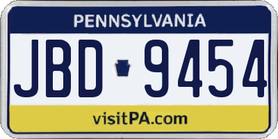 PA license plate JBD9454