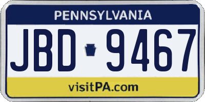 PA license plate JBD9467
