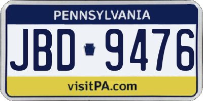 PA license plate JBD9476
