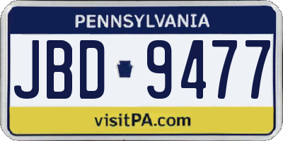 PA license plate JBD9477