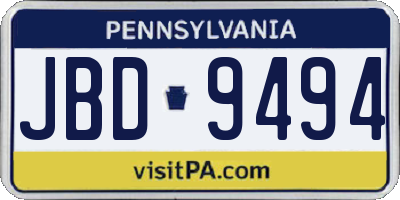 PA license plate JBD9494