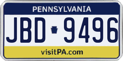 PA license plate JBD9496