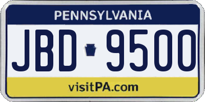 PA license plate JBD9500