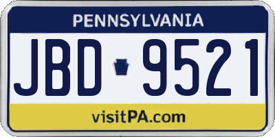 PA license plate JBD9521