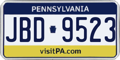 PA license plate JBD9523