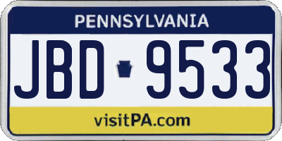 PA license plate JBD9533