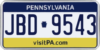 PA license plate JBD9543