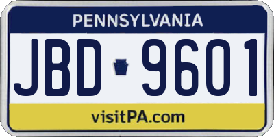 PA license plate JBD9601