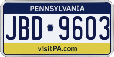 PA license plate JBD9603