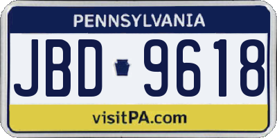 PA license plate JBD9618