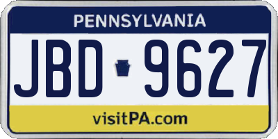 PA license plate JBD9627