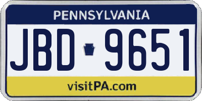 PA license plate JBD9651